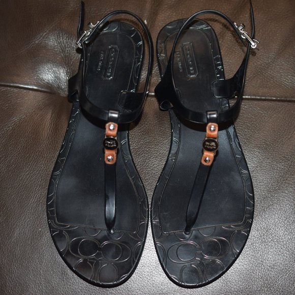 Coach Black Logo Jelly Sandals in a size 9B - Picture 7 of 8